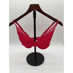 Soma Lightest Lift Lace Plunge Underwire Bra-34DD-Ultra Pink-Excellent Pre-owned